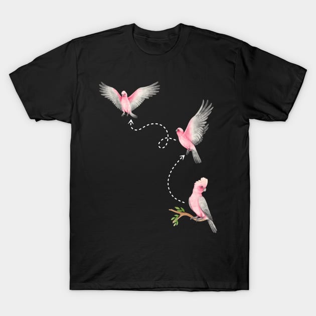 Funny cute Galah Cockatoo take off and flying cockatoo owner T-Shirt by Artstastic